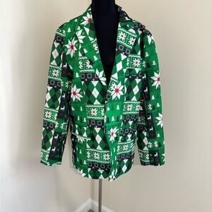 Festive Green Patterned Blazer